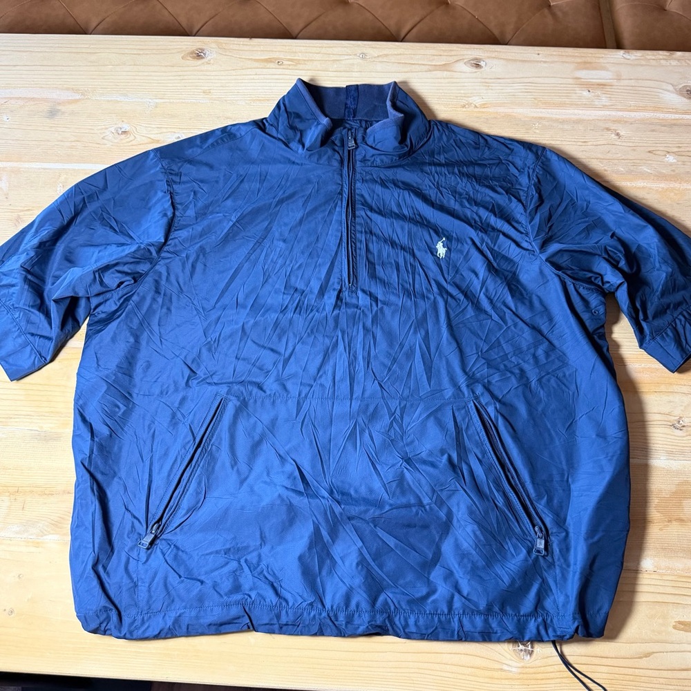 Polo‎ Golf Ralph Lauren Mens XL Navy Blue Quarter Zip Short Sleeve Windbreaker